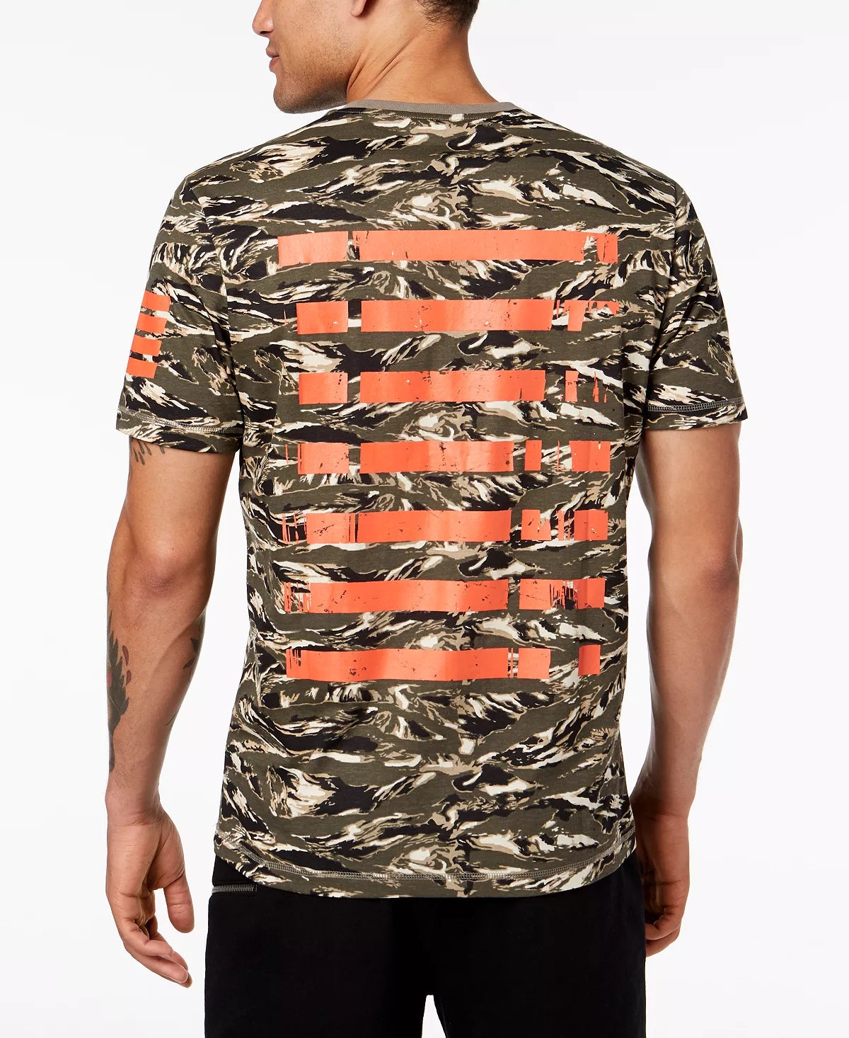 Camiseta masculina estampada de manga curta e ajuste clássico da INC International Concepts, laranja, tamanho XX-G
