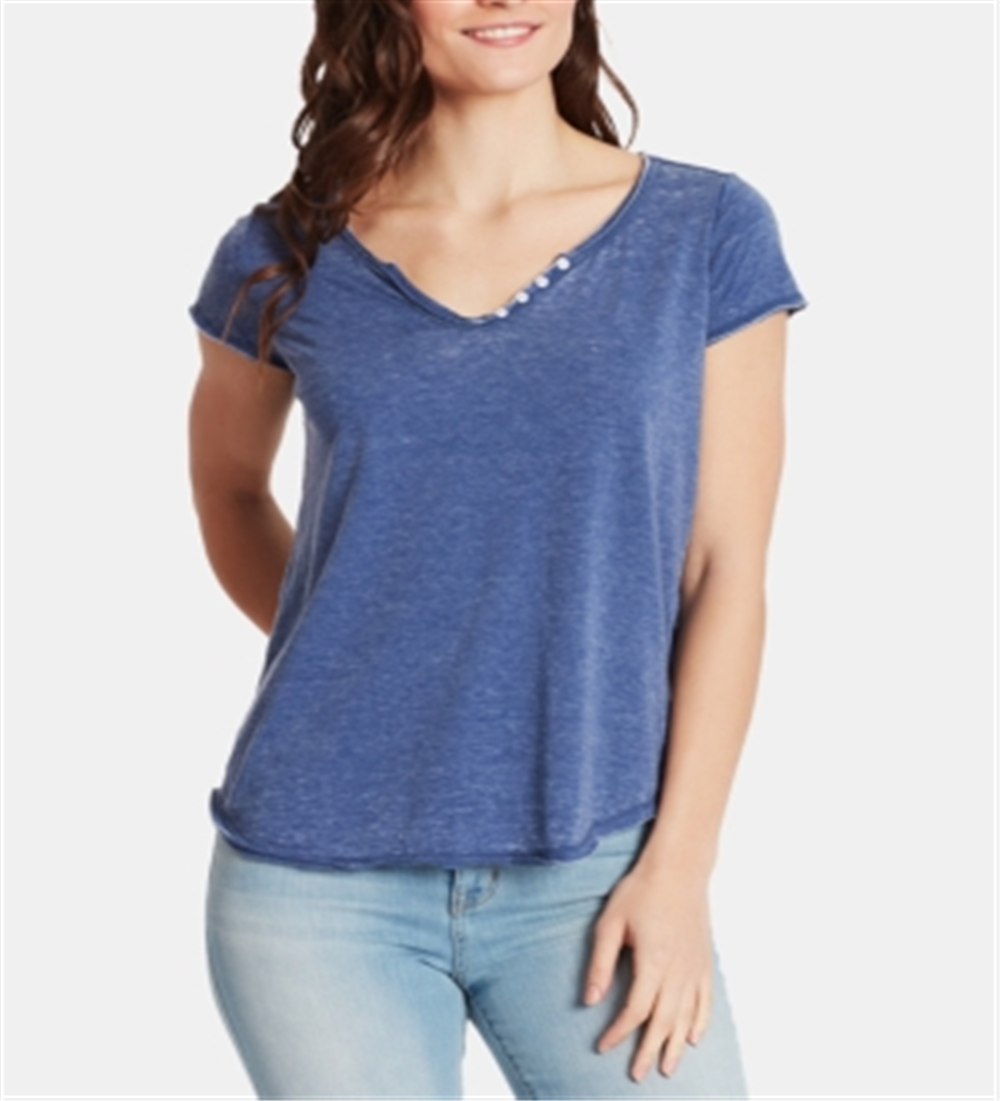 Camiseta Cooper Henley Feminina William Rast Azul Tamanho X-G