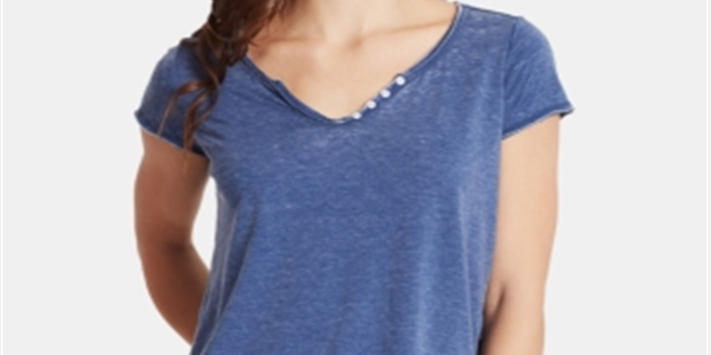 Camiseta Cooper Henley Feminina William Rast Azul Tamanho X-G