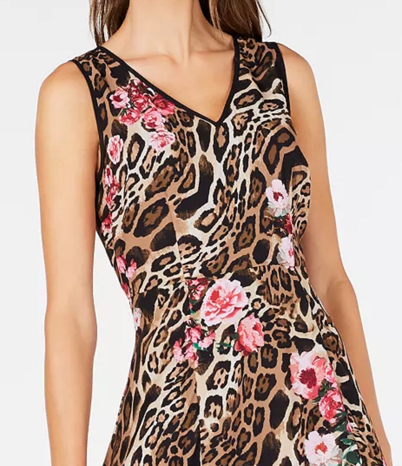 Vestido feminino sem mangas estampado animal/floral da INC International Concepts, tamanho 12