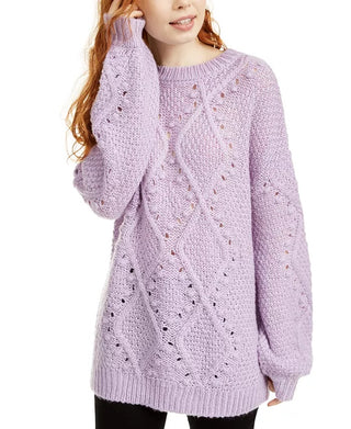 Suéter Túnica de Tricô Cable Junior Ultra Flirt Roxo Tamanho P