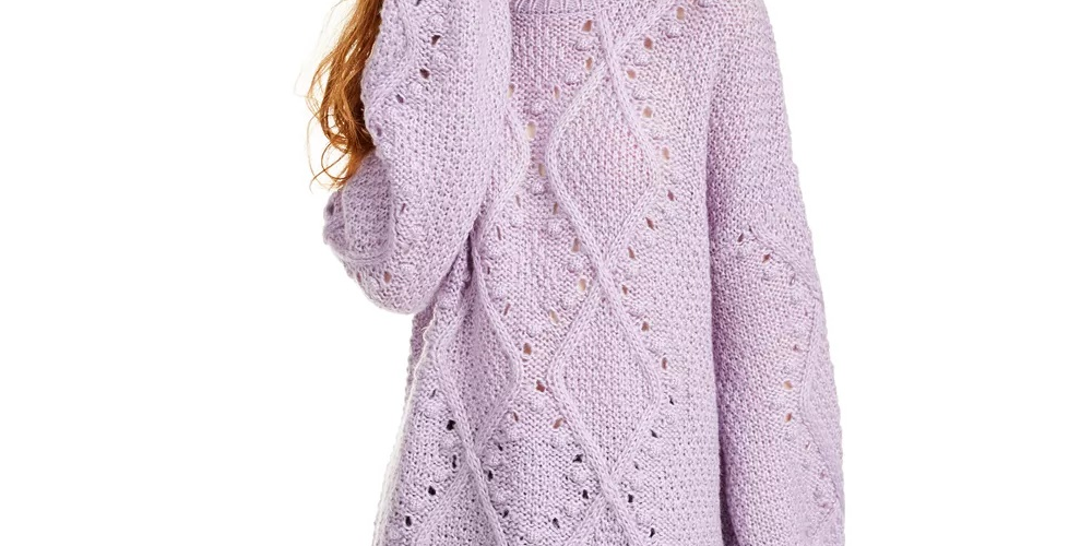 Suéter Túnica de Tricô Cable Junior Ultra Flirt Roxo Tamanho P