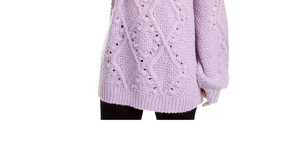 Suéter Túnica de Tricô Cable Junior Ultra Flirt Roxo Tamanho P