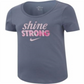 Camiseta Nike 'Shine Strong' Gola Redonda Infantil Azul Tamanho P