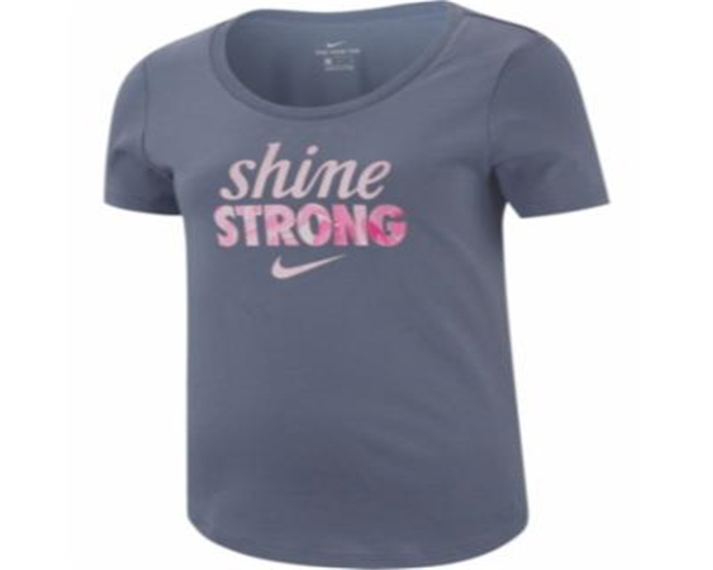 Camiseta Nike 'Shine Strong' Gola Redonda Infantil Azul Tamanho P