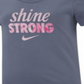 Camiseta Nike 'Shine Strong' Gola Redonda Infantil Azul Tamanho P