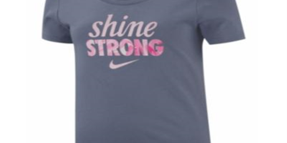 Camiseta Nike 'Shine Strong' Gola Redonda Infantil Azul Tamanho P