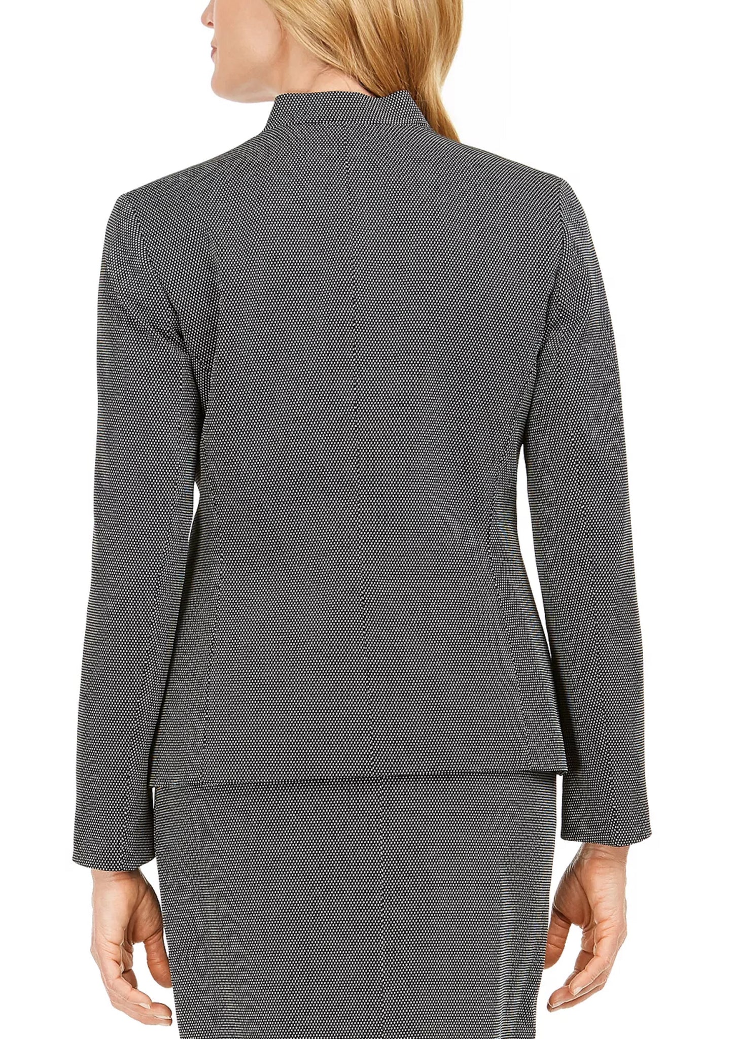 Blazer feminino Kasper Pindot com gola invertida, preto, tamanho 12