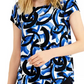 Camiseta feminina Alfani estampada com bainha redonda, preta, tamanho pequeno pequeno