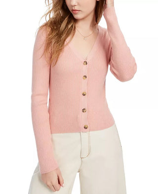 Cardigan Cropped Canelado Ultra Flirt Junior's, Bege Pêssego, Tamanho Grande