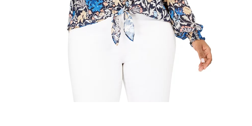 Blusa transparente floral plus size feminina INC International Concepts, azul, tamanho 0X