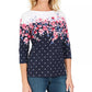 Blusa feminina Karen Scott Emily com estampa de gola canoa, preta/vermelha, tamanho pequeno