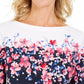 Blusa feminina Karen Scott Emily com estampa de gola canoa, preta/vermelha, tamanho pequeno
