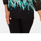 Blusa feminina estampada com decote em V e manga bufante, tamanho P/SM, verde