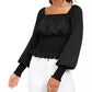 Blusa camponesa com cintura franzida Ultra Flirt Junior, roxa, tamanho pequeno