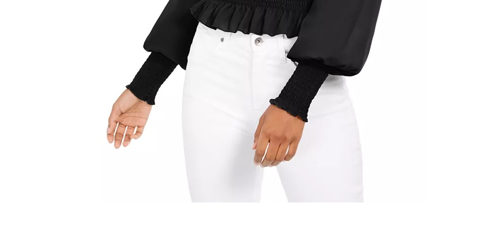 Blusa camponesa com cintura franzida Ultra Flirt Junior, roxa, tamanho pequeno