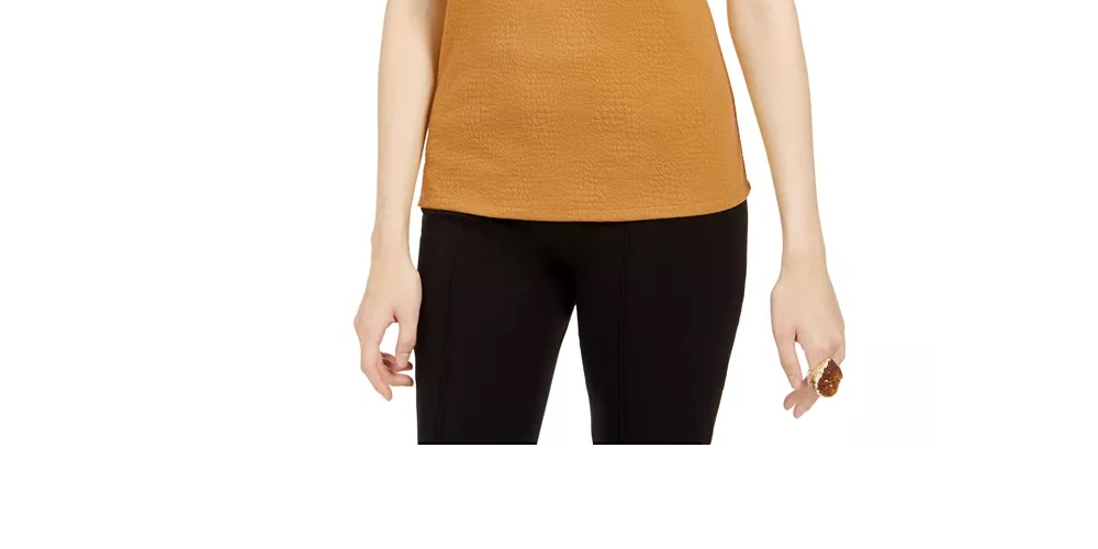 Blusa texturizada com decote redondo Bar III feminina, amarela, tamanho X-S