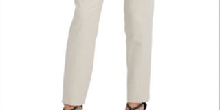 Calça social feminina listrada DKNY com frente lisa e perna reta, marrom, tamanho 6