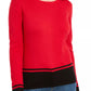 Karen Scott Suéter Feminino com Barra Colorida e Blocos Vermelho Tamanho XX-G
