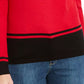 Karen Scott Suéter Feminino com Barra Colorida e Blocos Vermelho Tamanho XX-G