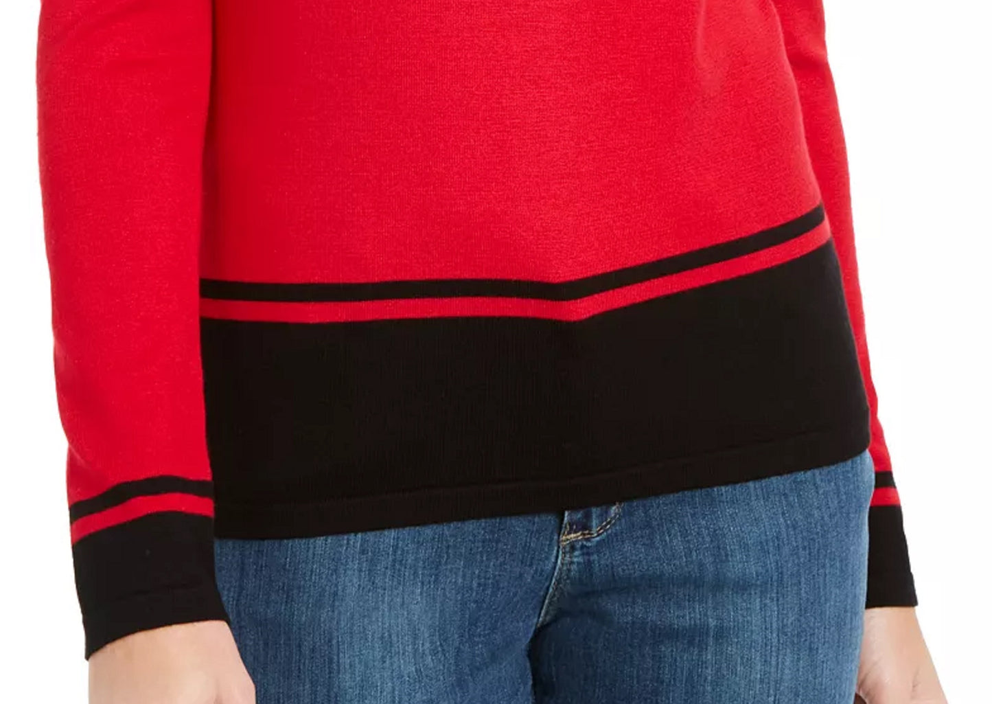 Karen Scott Suéter Feminino com Barra Colorida e Blocos Vermelho Tamanho XX-G