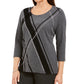 Karen Scott Blusa Feminina Estampada Gola Redonda Cinza Escuro Tamanho P/P