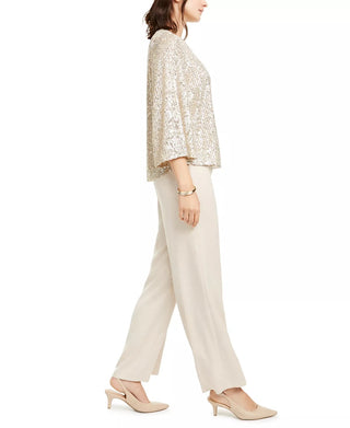 Alfani Women's Snake Embossed Wide Leg Pants Beige Size 12 Petite