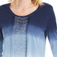 JM Collection Top Feminino com Decote Redondo e Lantejoulas Azul Tamanho P