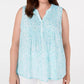 Top plissado estampado plus size feminino Charter Club Aqua tamanho 2X