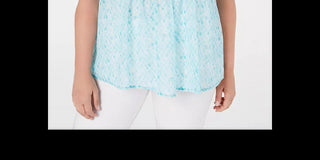 Top plissado estampado plus size feminino Charter Club Aqua tamanho 2X