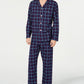 Pijama de flanela xadrez masculino Club Room, azul, tamanho médio