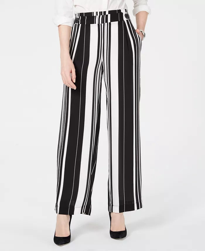 Calça feminina listrada John Paul Richard, preta/branca, tamanho P