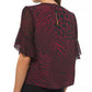 Blusa feminina Michael Kors com estampa animal e miçangas, vermelha, tamanho médio