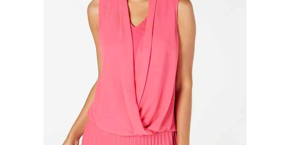 Blusa feminina Alfani sem mangas com frente drapeada, rosa, tamanho pequeno e pequeno