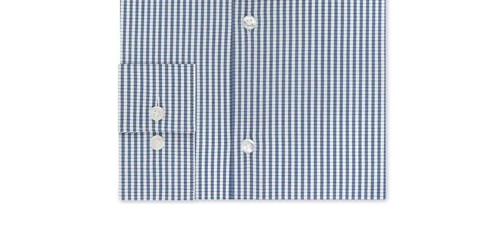 Camisa social masculina Calvin Klein Extra Slim Fit Performance Stretch com regulagem de temperatura e xadrez, azul, tamanho 34-35