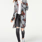 Cardigan Duster de malha canelada estampada BCX Junior, cinza floral, tamanho X-S