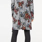 Cardigan Duster de malha canelada estampada BCX Junior, cinza floral, tamanho X-S