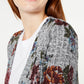 Cardigan Duster de malha canelada estampada BCX Junior, cinza floral, tamanho X-S