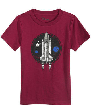 Camiseta infantil Epic Threads com estampa de nave espacial para meninos, vermelha, tamanho 7