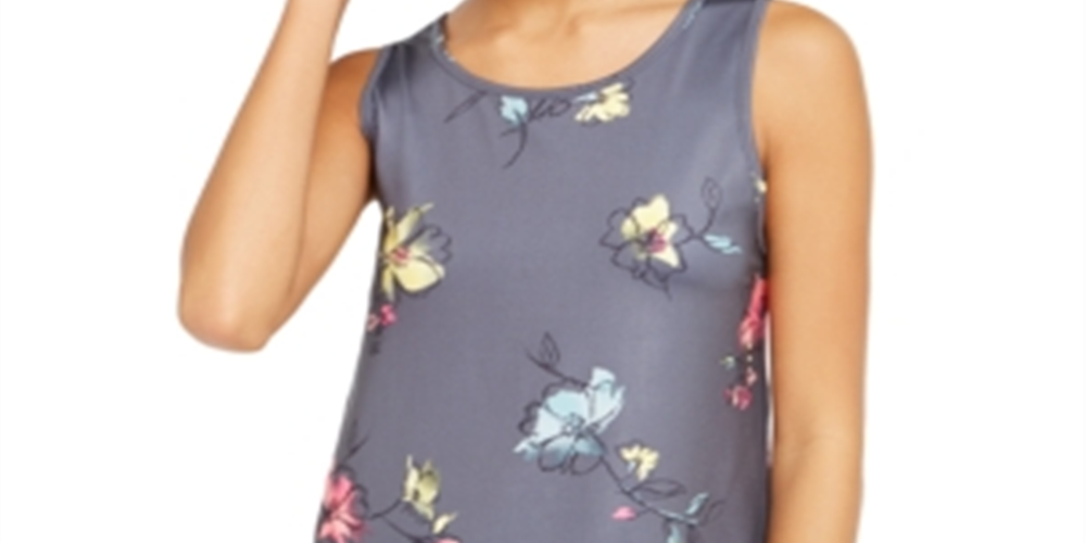 Regata feminina Ideology com estampa floral e costas em malha, cinza, tamanho XXG