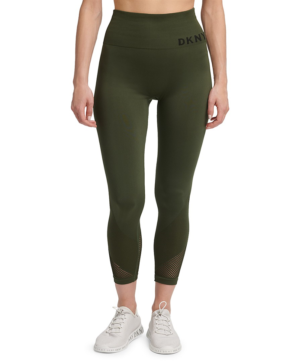 Leggings de ginástica femininas DKNY, cintura alta, tamanho XL, verde