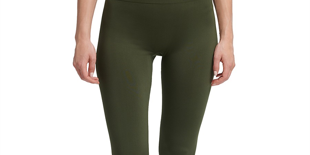 Leggings de ginástica femininas DKNY, cintura alta, tamanho XL, verde