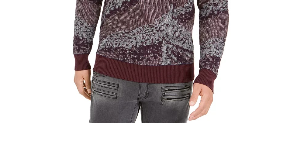 Suéter de malha com capuz Jax da INC International Concepts masculino, vinho/cinza, tamanho XXX-G