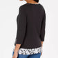 Karen Scott Blusa feminina lisa e xadrez, preta, tamanho extragrande