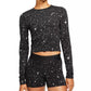 Top curto Nike Starry Night Fitness Training feminino, cor carvão, tamanho extrapequeno