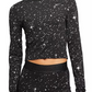 Top curto Nike Starry Night Fitness Training feminino, cor carvão, tamanho extrapequeno