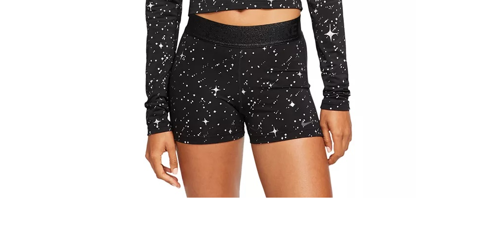 Top curto Nike Starry Night Fitness Training feminino, cor carvão, tamanho extrapequeno