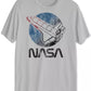 Camiseta masculina Jem Collective com estampa gráfica NASA Retro Shuttle, manga curta, tamanho grande, prateada