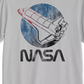Camiseta masculina Jem Collective com estampa gráfica NASA Retro Shuttle, manga curta, tamanho grande, prateada