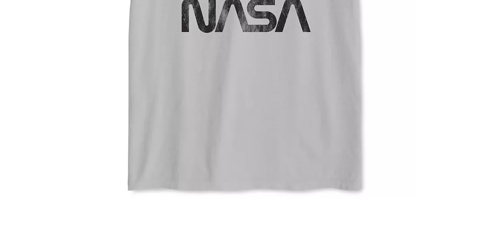 Camiseta masculina Jem Collective com estampa gráfica NASA Retro Shuttle, manga curta, tamanho grande, prateada